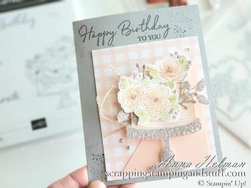 Birthday cake card idea made using the Stampin Up Happy Birthday to You stamp set, a free Sale-a-bration reward item and the dies are part of the Coordination Product Release!