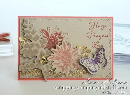 Pretty floral thinking of you card with butterfly using the Stampin Up Positive Thoughts stamp set and Nature's Thoughts dies, part of the Coordination Product Release!