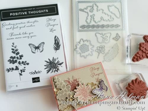 Pretty floral thinking of you card with butterfly using the Stampin Up Positive Thoughts stamp set and Nature's Thoughts dies, part of the Coordination Product Release!