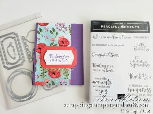 Pretty purple thinking of you card made with the Stampin Up Peaceful Moments stamp set and Peaceful Poppies designer series paper