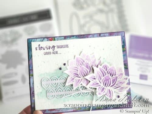 Watercolor get well card using the Stampin Up Lovely Lilypad stamp set and Dies - Sale-a-bration Rewards free with qualifying orders!