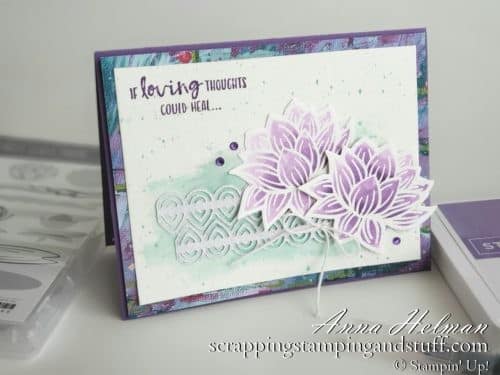 Watercolor get well card using the Stampin Up Lovely Lilypad stamp set and Dies - Sale-a-bration Rewards free with qualifying orders!