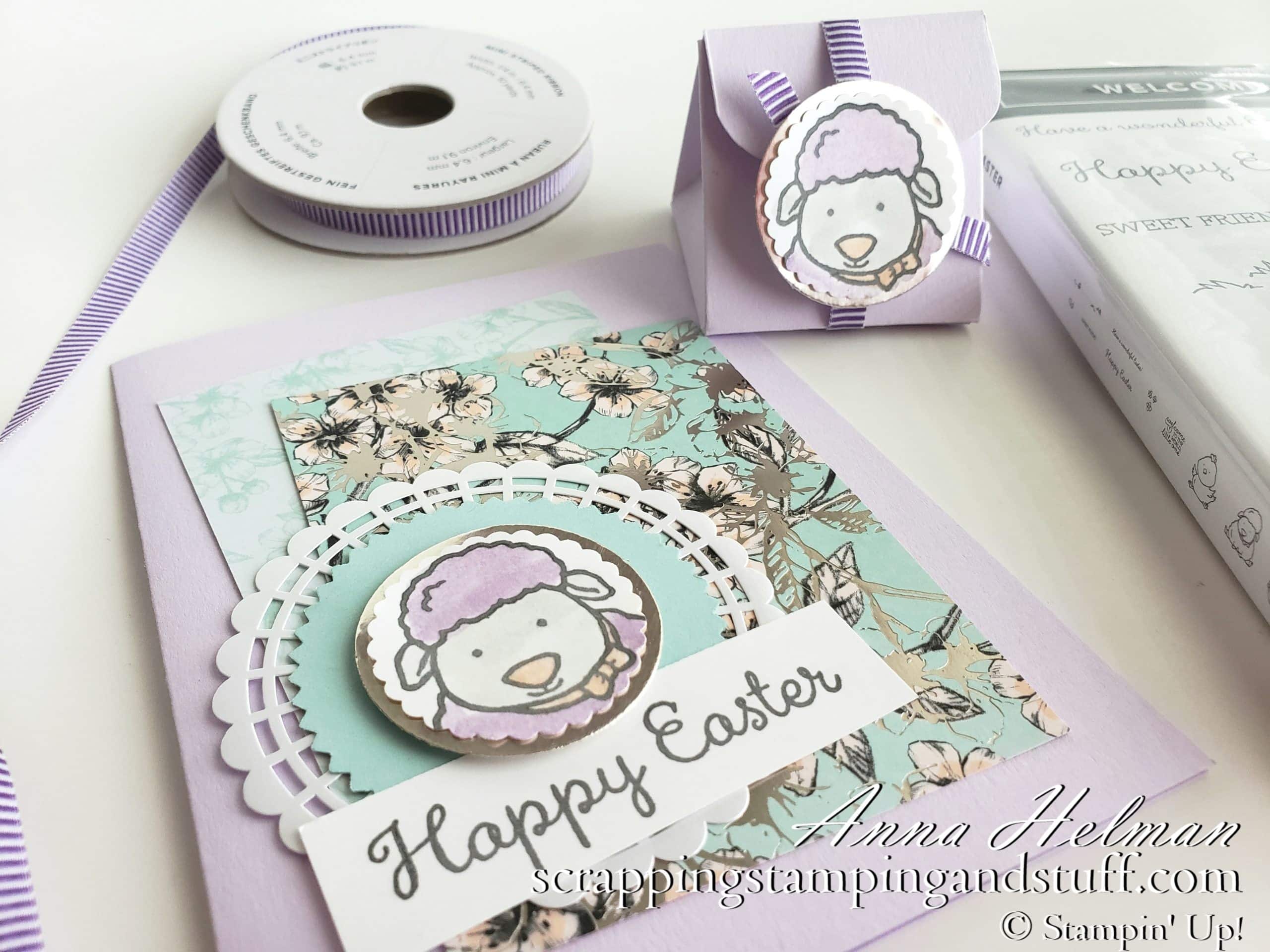 Easter Treat Box Tutorial Using Stampin Up Welcome Easter Stamp Set - Easter Card With Lamb