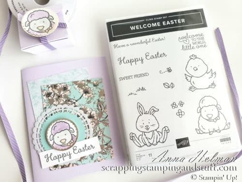 Easter Treat Box Tutorial Using Stampin Up Welcome Easter Stamp Set - Easter Card With Lamb