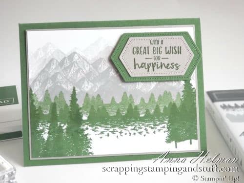 Love this mountain stamp and die set - Stampin Up Mountain Air set is perfect for wilderness, outdoors and masculine cards!