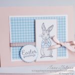 Coloring with blender pens and watercolor pencils to make this pretty Easter bunny card, Peter Rabbit baby card