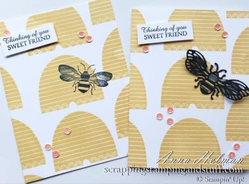 YouTube Card Tutorials - Stampin' Up Honey Bee Card Idea