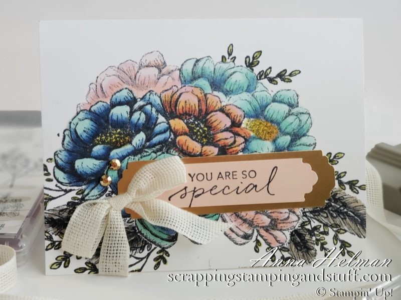 Flower Bouquet Card Using Masking And Stampin Blends Alcohol Markers With The Stampin Up Tasteful Touches Stamp Set