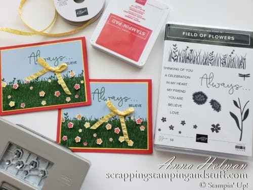 A Field of Wildflowers Card using the Stampin Up Field of Flowers stamp set and Confetti Flowers Border Punch