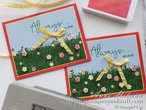 A Field of Wildflowers Card using the Stampin Up Field of Flowers stamp set and Confetti Flowers Border Punch