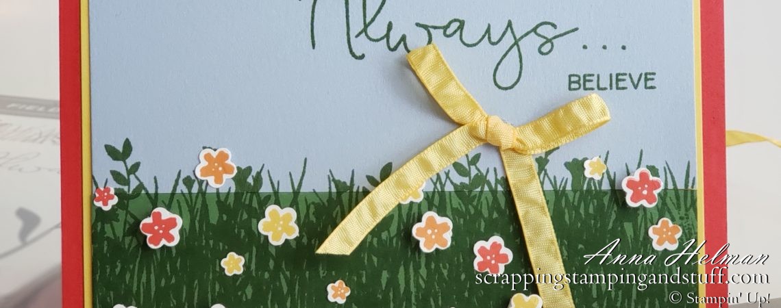 A Field of Wildflowers Card using the Stampin Up Field of Flowers stamp set and Confetti Flowers Border Punch
