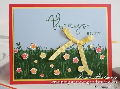 A Field of Wildflowers Card using the Stampin Up Field of Flowers stamp set and Confetti Flowers Border Punch