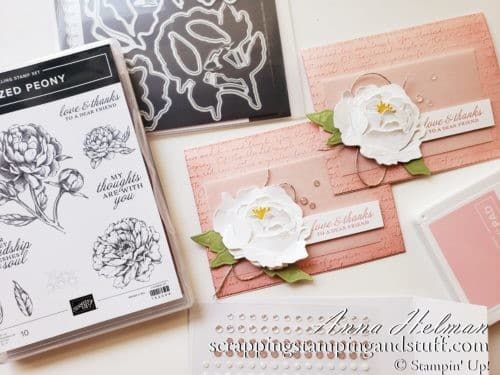 Learn this quick trick for how to make a beautiful, realistic Stampin Up Prized Peony flower with absolutely no sponging!