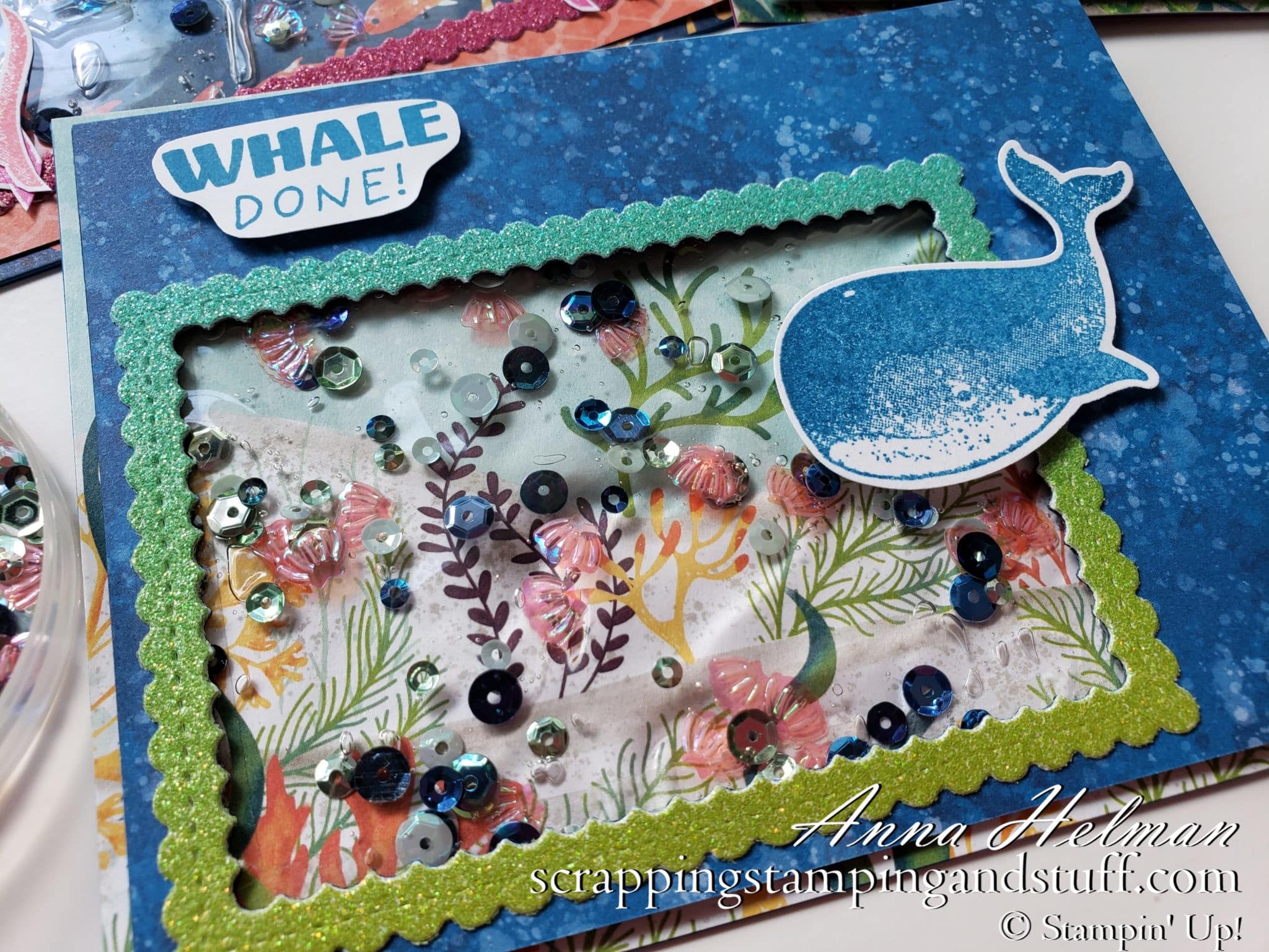 Underwater Ocean Scene Gel Water Shaker Card Tutorial Using The Stampin Up Whale Done Stamp Set