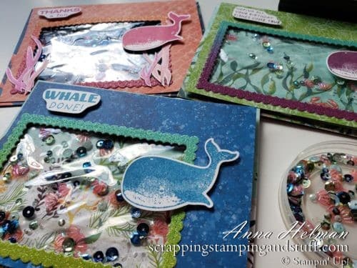 Underwater Ocean Scene Gel Water Shaker Card Tutorial Using The Stampin Up Whale Done Stamp Set