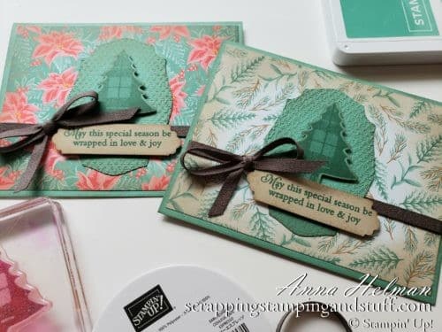 A Vintage Christmas Card Using The Stampin Up Tree Punch And Perfectly Plaid Stamp Set