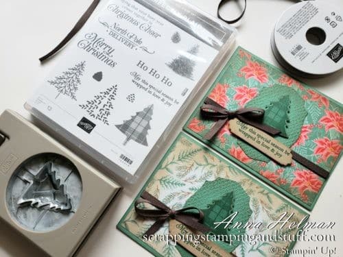 A Vintage Christmas Card Using The Stampin Up Tree Punch And Perfectly Plaid Stamp Set