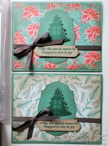 A Vintage Christmas Card Using The Stampin Up Tree Punch And Perfectly Plaid Stamp Set