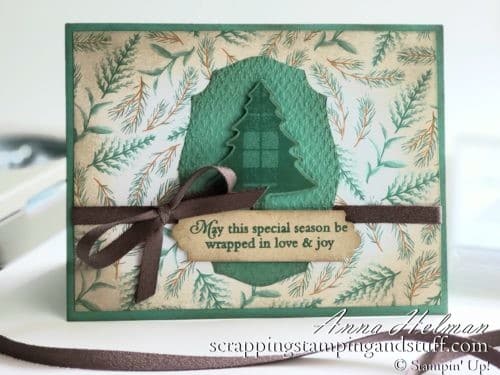 A Vintage Christmas Card Using The Stampin Up Tree Punch And Perfectly Plaid Stamp Set