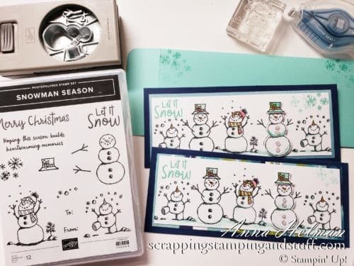 Learn How To Make a Slimline Card And Envelope, Including Dimensions and Instructions. Card Sample Features The Stampin Up Snowman Season Stamp Set.
