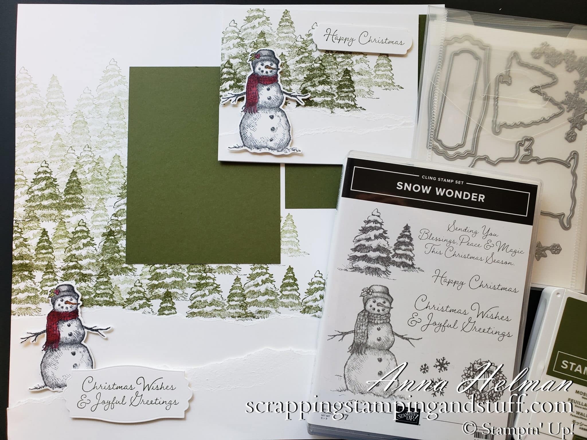 A Stampin Up Snow Wonder Card and Scrapbook Page