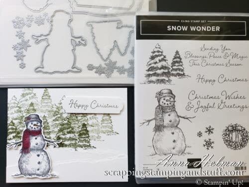 Stampin Up Snow Wonder Snowman Scrapbook Page and Card Tutorial With A Simple Snow Drift Technique