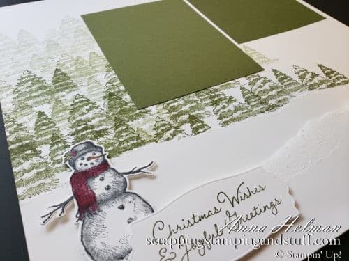 Stampin Up Snow Wonder Snowman Scrapbook Page and Card Tutorial With A Simple Snow Drift Technique