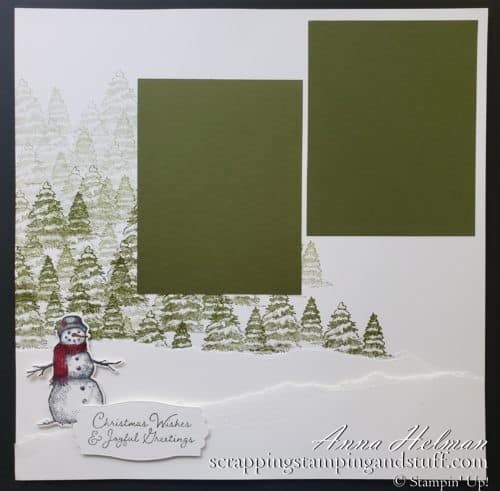 Stampin Up Snow Wonder Snowman Scrapbook Page and Card Tutorial With A Simple Snow Drift Technique