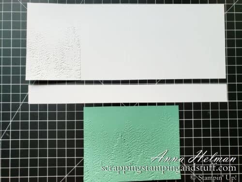 Join in for this double Z fold card tutorial featuring the Stampin Up Evergreen Forest embossing folder.