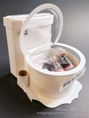 Let's Flush 2020 And Bring On 2021 With This Paper Toilet Treat Holder Tutorial Using Stampin Up Snow Globe Shaker Domes