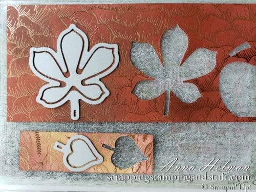 Today I'm sharing an absolutely beautiful fall card idea using the Stampin Up Love of Leaves stamp set and Stitched Leaves dies, a gorgeous card design using foils and specialty papers.