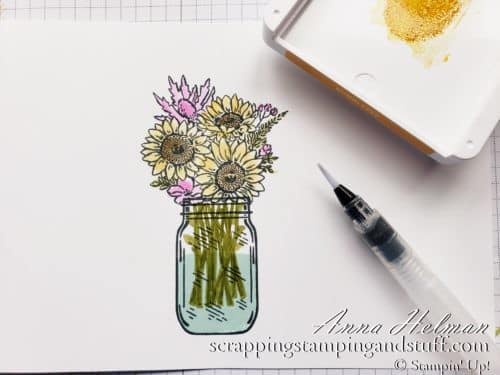 Tunnel card tutorial featuring the Stampin Up Jar of Flowers stamp set. A fun fold card design with a surprise inside!