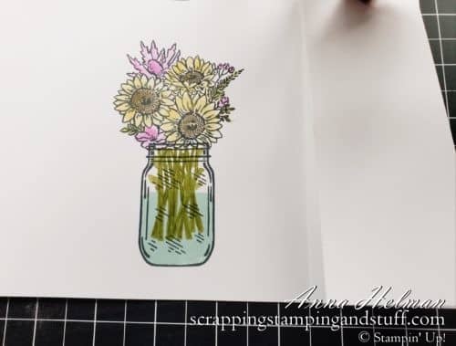 Tunnel card tutorial featuring the Stampin Up Jar of Flowers stamp set. A fun fold card design with a surprise inside!