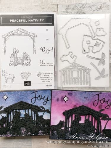 Join in for this amazing watercolor Christmas card tutorial using the Stampin Up Peaceful Nativity bundle, and see exactly how to make this gorgeous one-of-a-kind watercolor silhouette card.