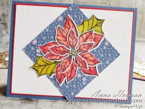 Take a look at the Stampin Up Poinsettia Place product suite along with nine beautiful Poinsettia Petals card ideas!
