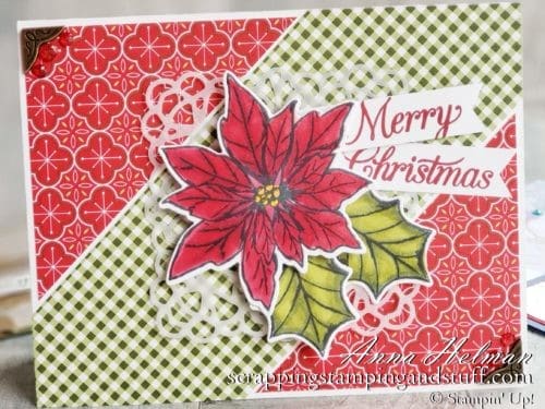 Take a look at the Stampin Up Poinsettia Place product suite along with nine beautiful Poinsettia Petals card ideas!