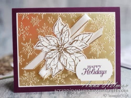 Take a look at the Stampin Up Poinsettia Place product suite along with nine beautiful Poinsettia Petals card ideas!