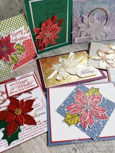 Take a look at the Stampin Up Poinsettia Place product suite along with nine beautiful Poinsettia Petals card ideas!