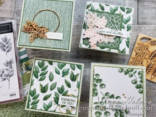 Take a look at these four pretty cards made with the Stampin Up Forever Fern stamp set, and watch along as I come up with these designs!