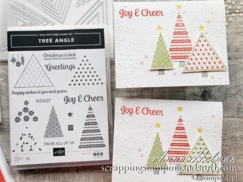 Join in and watch along to make this cute Christmas card idea using the Stampin Up Tree Angle stamp set in the 2020 Holiday Catalog.