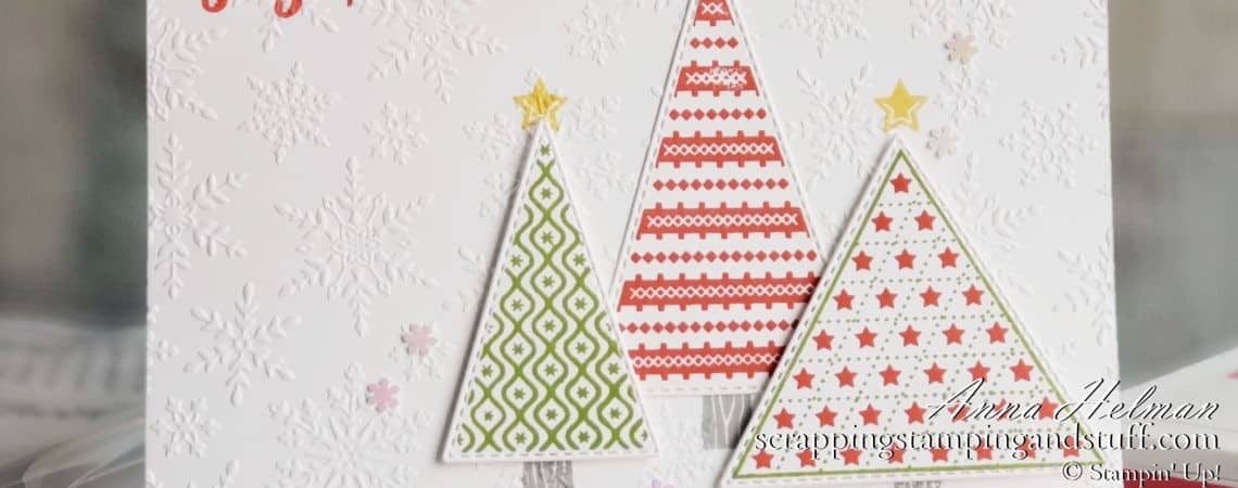 Join in and watch along to make this cute Christmas card idea using the Stampin Up Tree Angle stamp set in the 2020 Holiday Catalog.