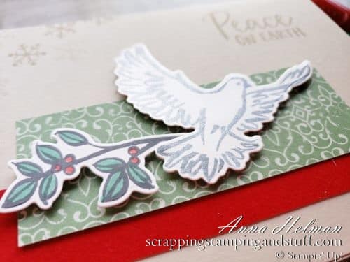 A simple dove Christmas card idea using the Stampin Up Dove Of Hope stamp set in the 2020 Holiday Mini Catalog.