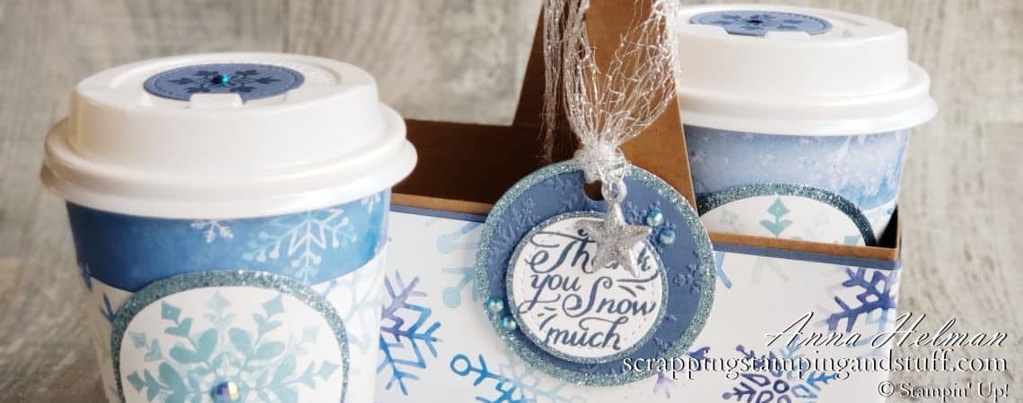 Decorated Stampin Up Coffee Cups are perfect to hold treats, gift cards, K-cups, or hot chocolate pouches. The perfect DIY gift!