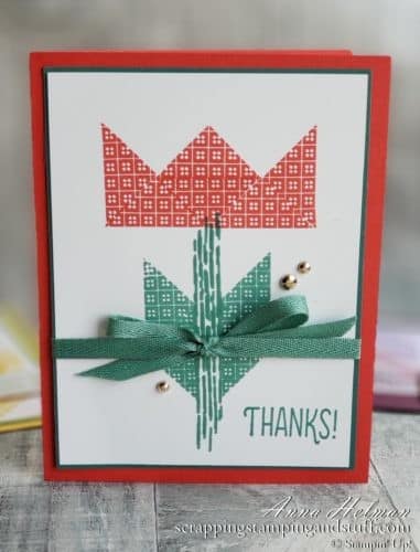 Make beautiful quilt cards and scrapbook pages using the Stampin Up The Right Triangle stamp set and Stitched Triangles Dies bundle