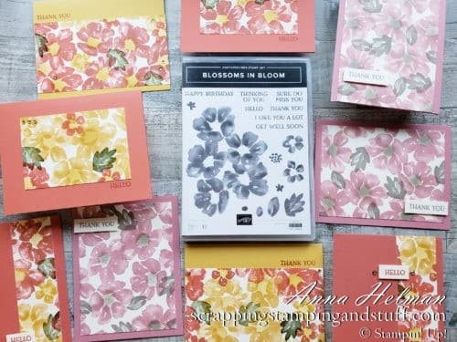 Join me today while I create 10 simple cards using the Stampin Up Blossoms In Bloom stamp set.