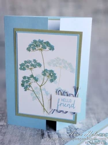 Make this delicate gate fold card using the Stampin Up Queen Anne's Lace stamp set.