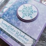 This beautiful snowflake card idea, made with Stampin Up Snowflake Splendor designer series paper, comes together in minutes!