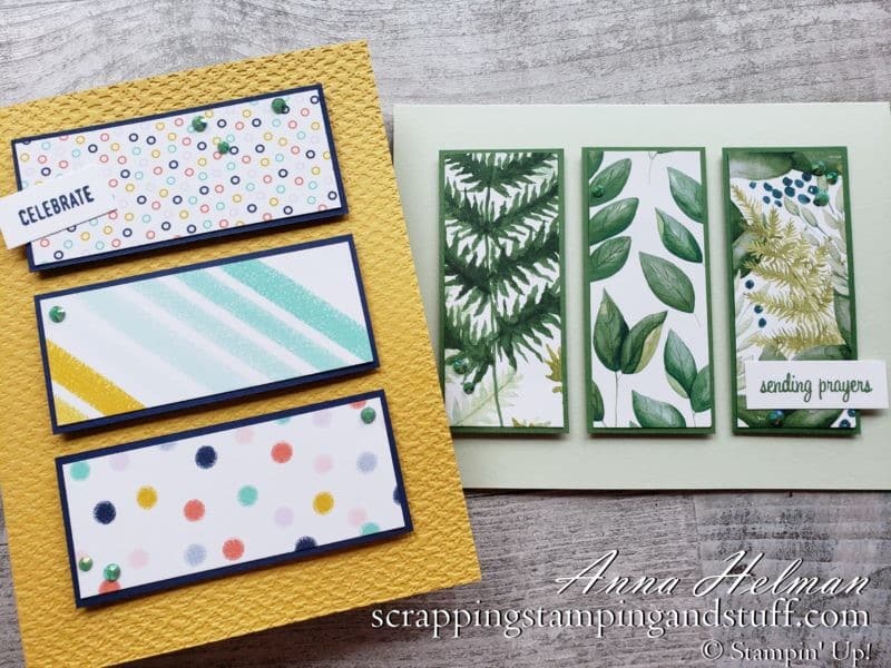 Use up some of the paper scraps in your collection with this paper scrap panel card! It is a perfect simple stamping project that comes together in minutes!