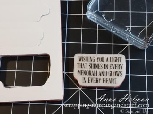 Use this quick card making tip and you will be able to place labels on rubber stamps perfectly every time!