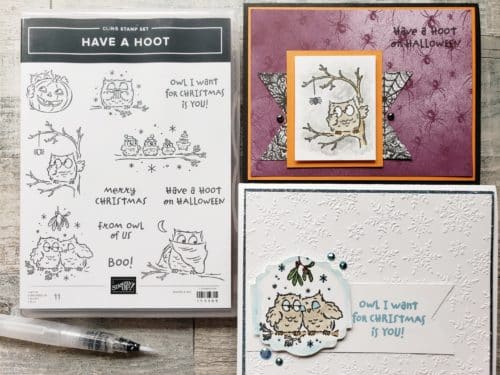 The Stampin Up Have A Hoot stamp set, is full of adorable Halloween and Christmas owl stamps!